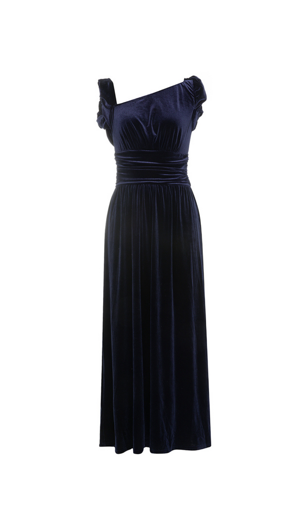 AIIZIE RUCHED WAIST VELVET MAXI DRESS - product image