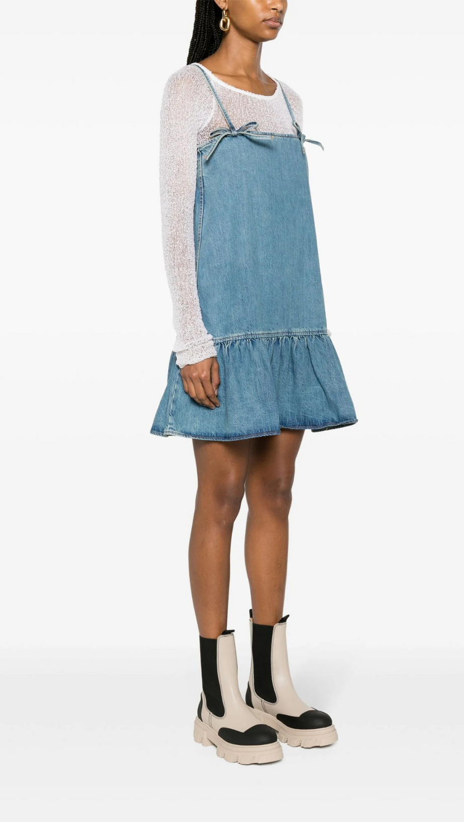 BLUE TINT DENIM MINI DRESS