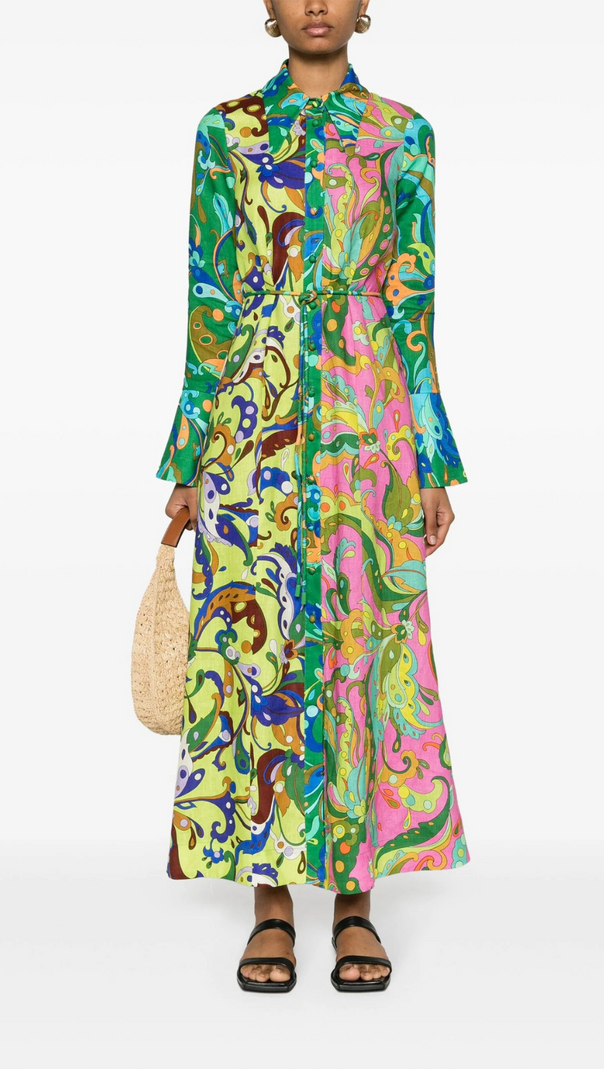 AIIZIE GREEN YVETTE PAISLEY-PRINT DRESS - product image