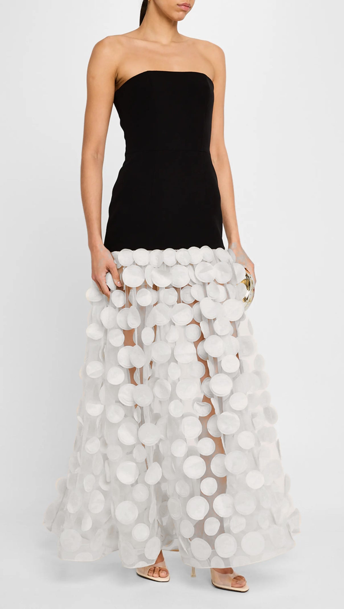 Trägerloses A-Linien-Maxikleid Weiß 