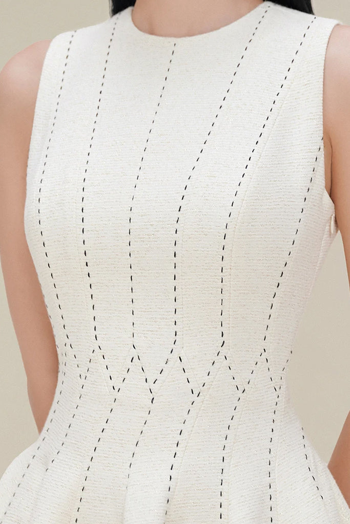 AIIZIE ASTRID SLEEVELESS PLEATED MIDI DRESS IN BEIGE - product image