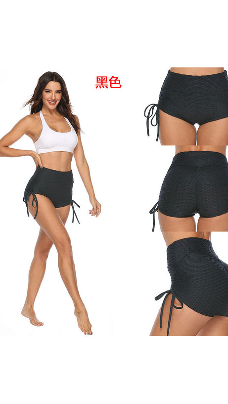 Graue Yoga-Shorts mit hohem Bund und Po-Lifting