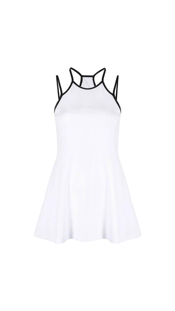 AIIZIE WHITE AND BLACK MOON LOGO ORGANIC COTTON MINI DRESS - product image
