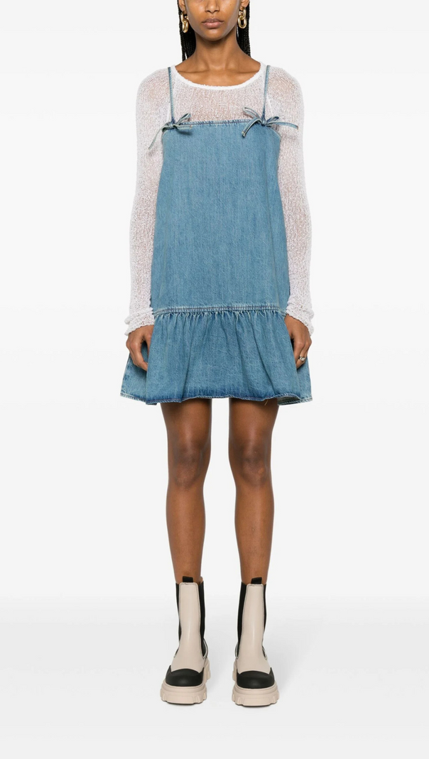 AIIZIE BLUE TINT DENIM MINI DRESS - product image