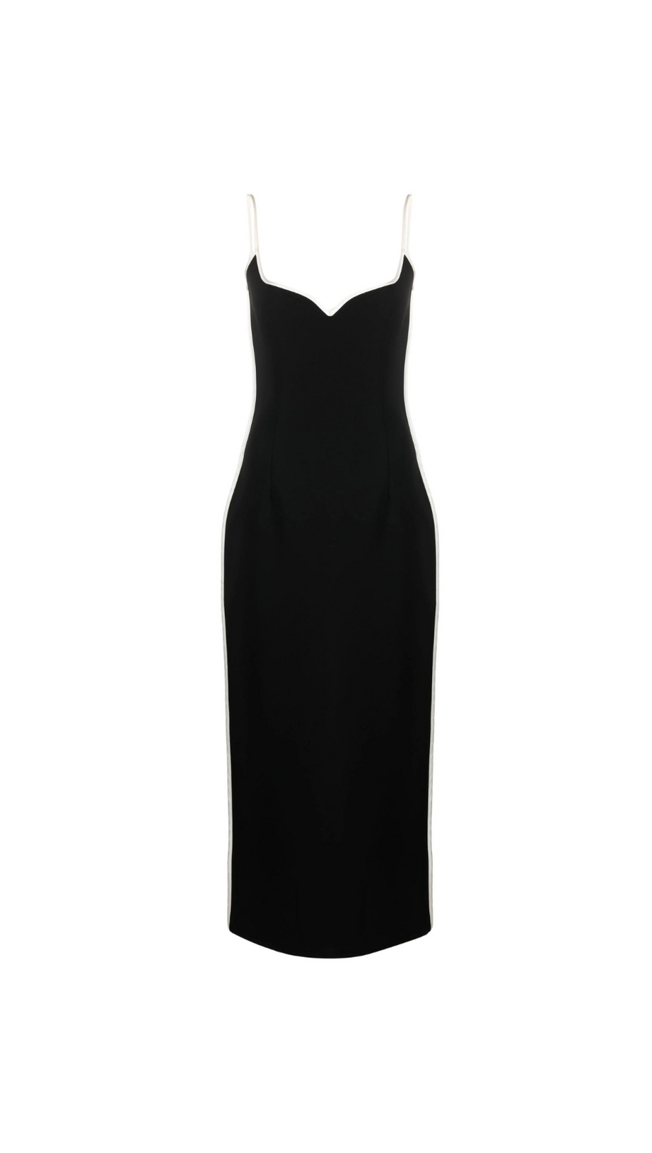 BLACK SWEATHEART-NECK MIDI DRESS