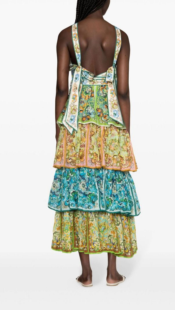AIIZIE MULTICOLOUR DREAMER LINEN MIDI DRESS - product image