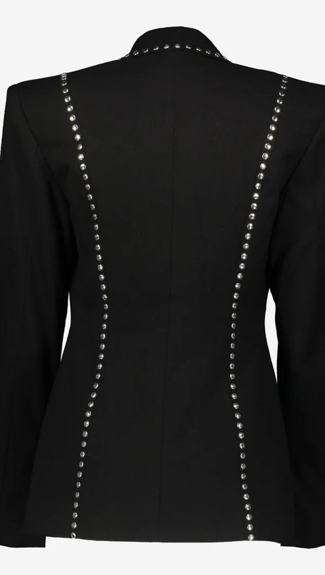 DEBORAH BLACK SCARF-DETAILED WOOL CREPE BLAZER SET