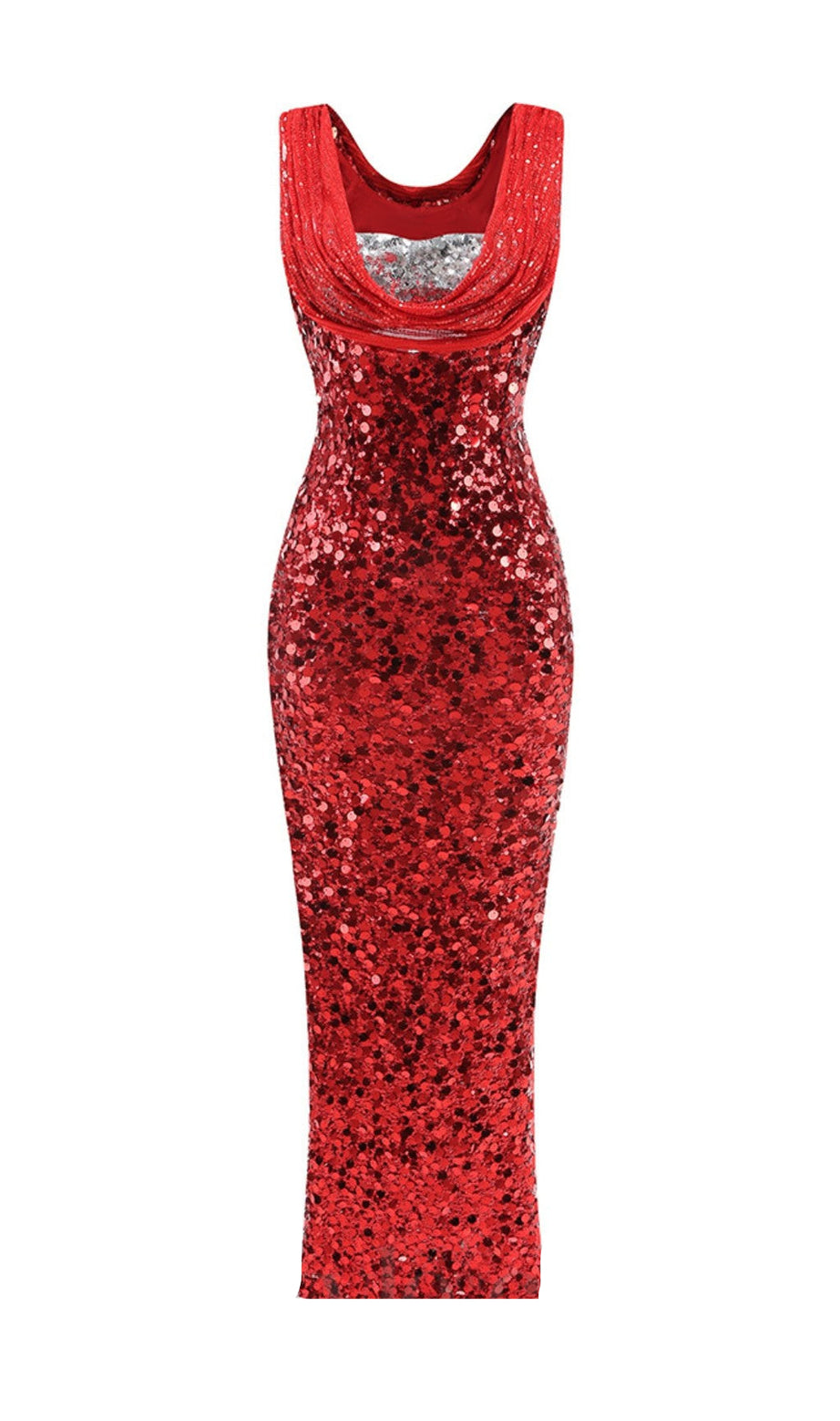 Basia – Ärmelloses Maxikleid mit Pailletten in Rot