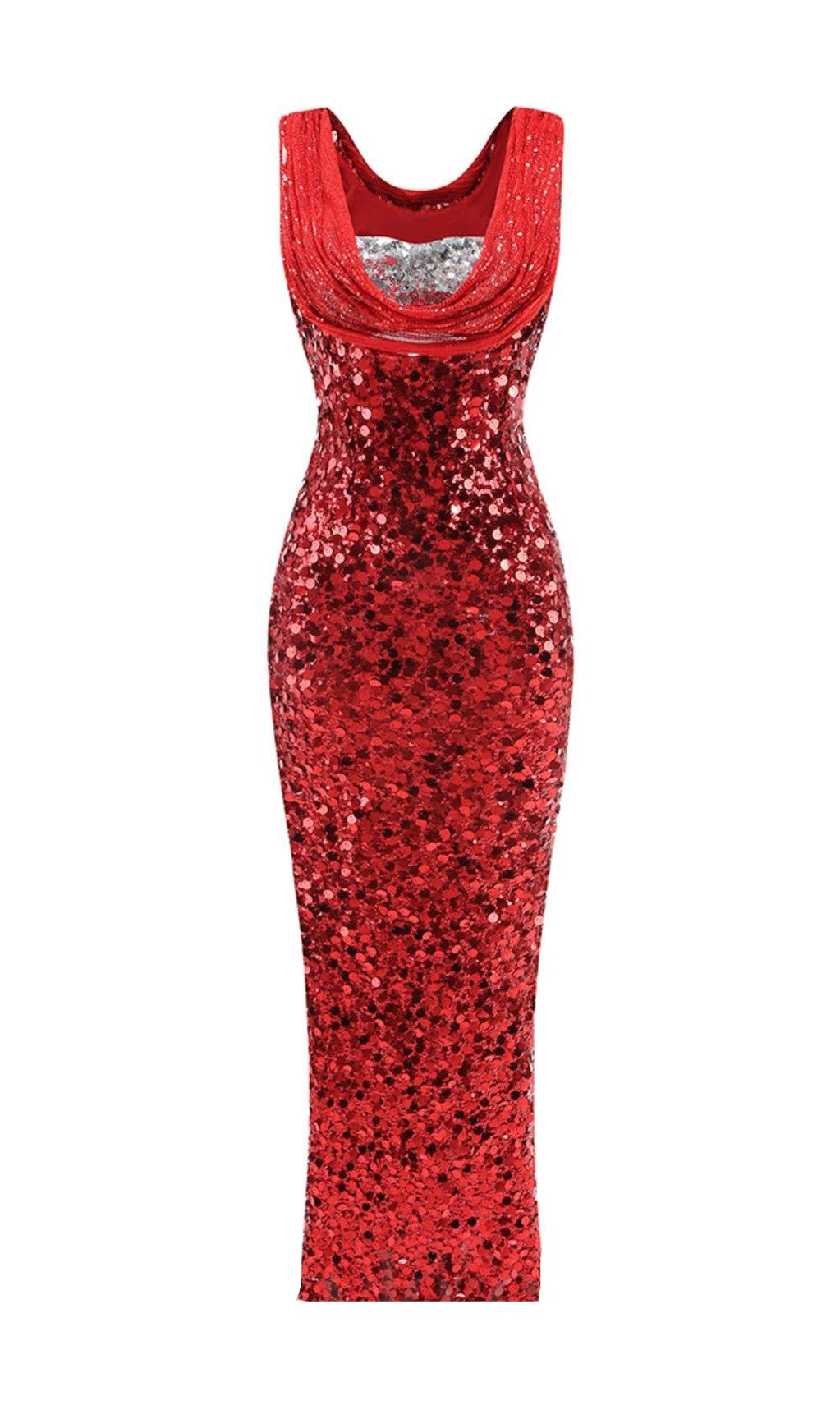 BASIA SLEEVELESS SEQUIN MAXI DRESS IN RED