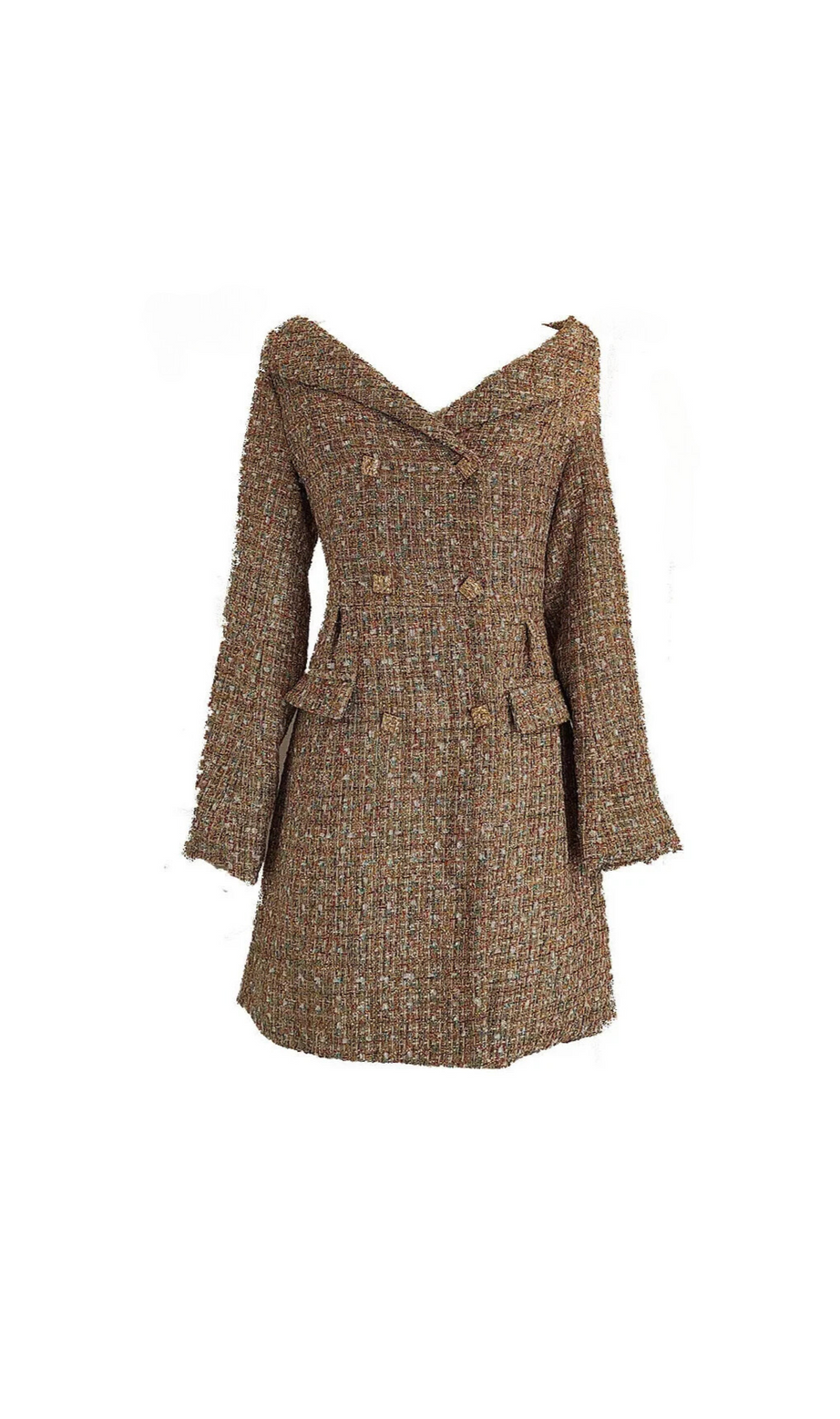 GOLDENES LAMBDA-BOUCLE-OFF-SHOULDER-MINIKLEID 