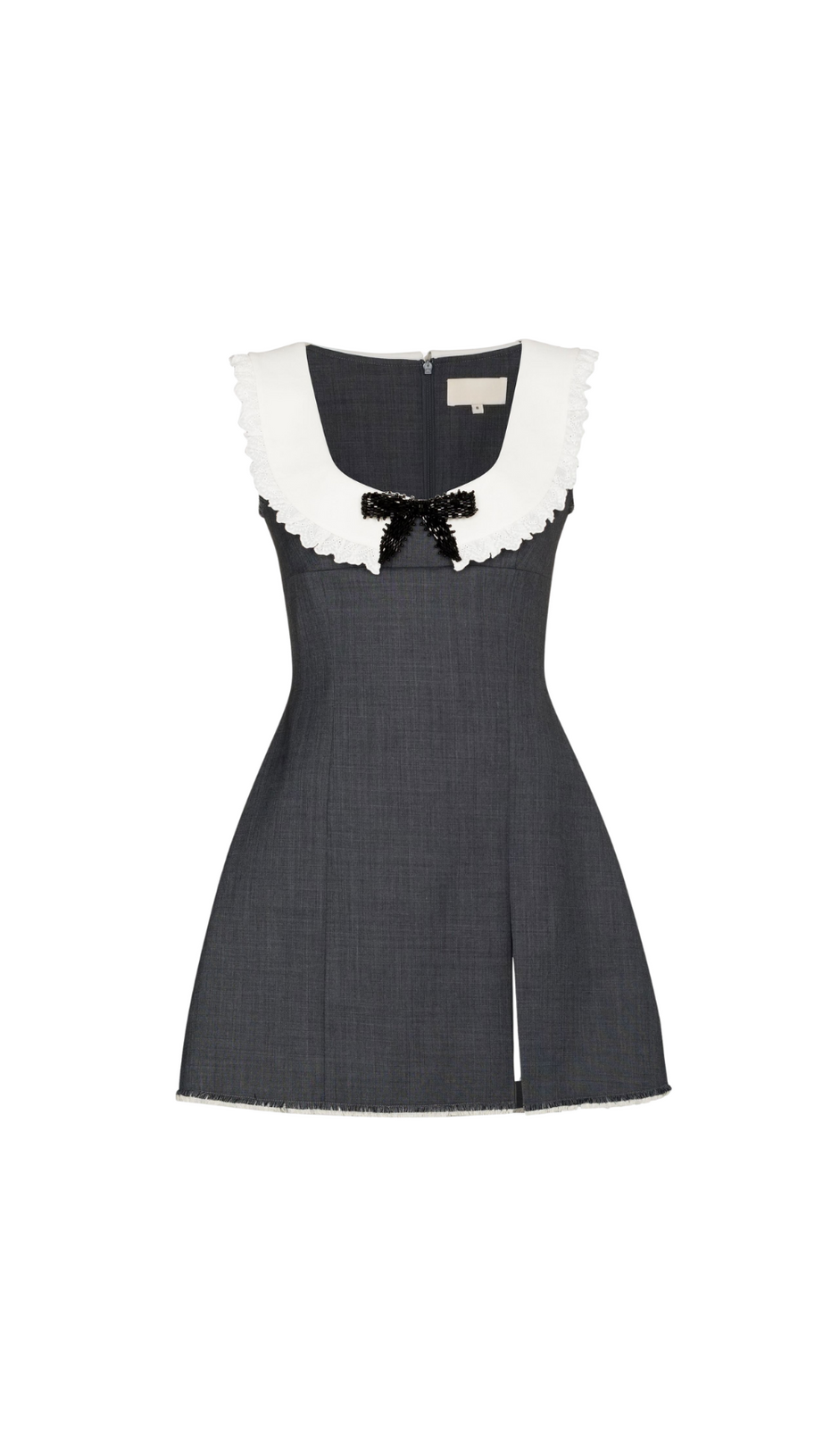 GREY FRILLED NECK DRESS