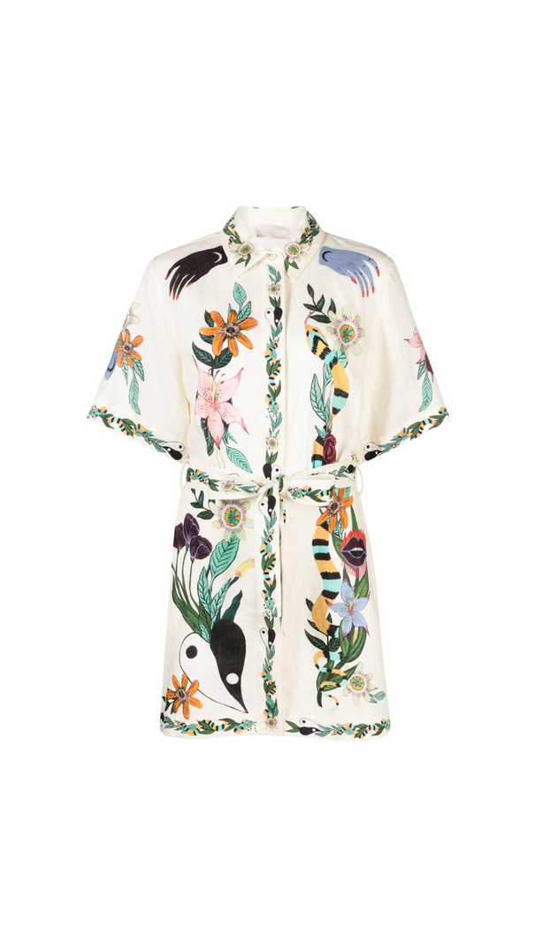 AIIZIE NEUTRAL MEAGAN ARTWORK-PRINT DRESS - product image