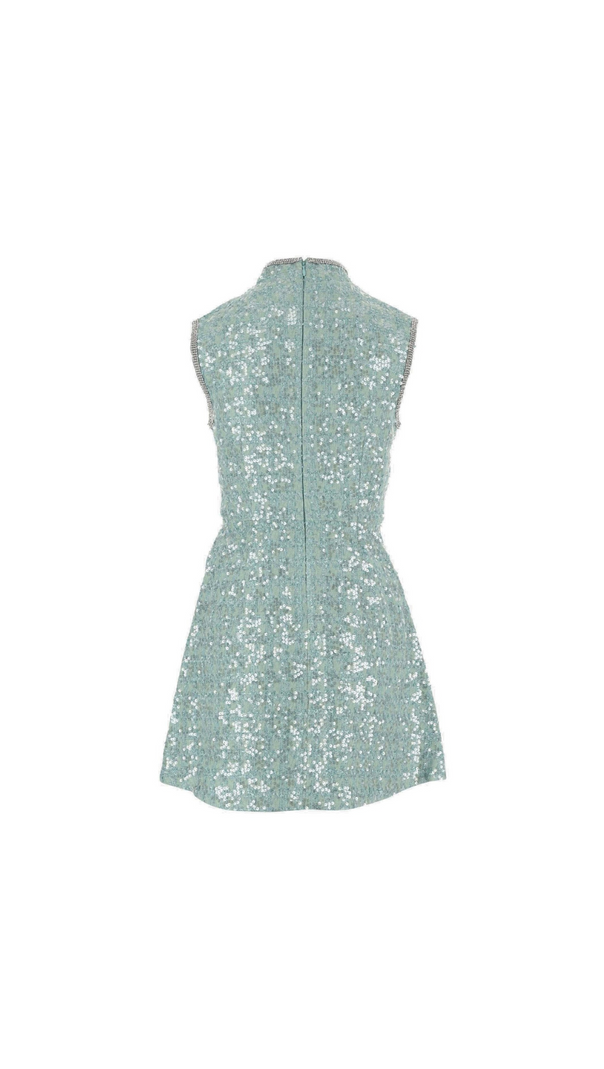 AIIZIE BLUE BOUCLE GATHERED MINI DRESS - product image