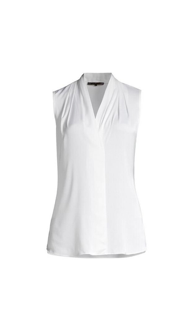AIIZIE MILA SLEEVELESS V NECK PLEATED SILK BLOUSE - product image