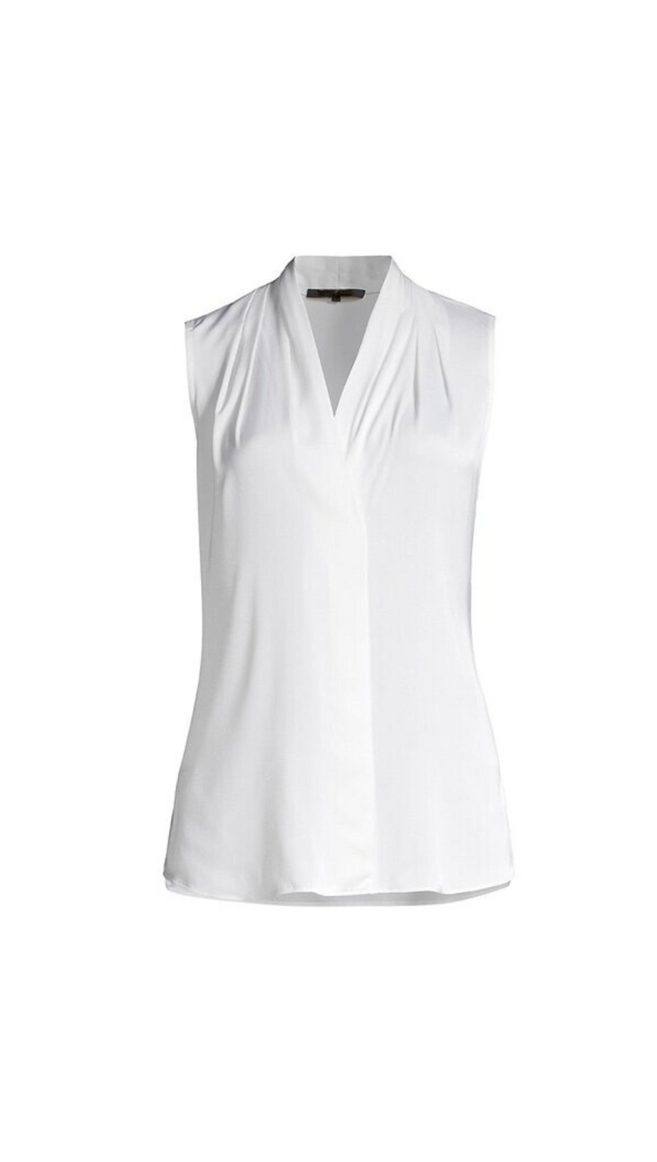 MILA SLEEVELESS V NECK PLEATED SILK BLOUSE