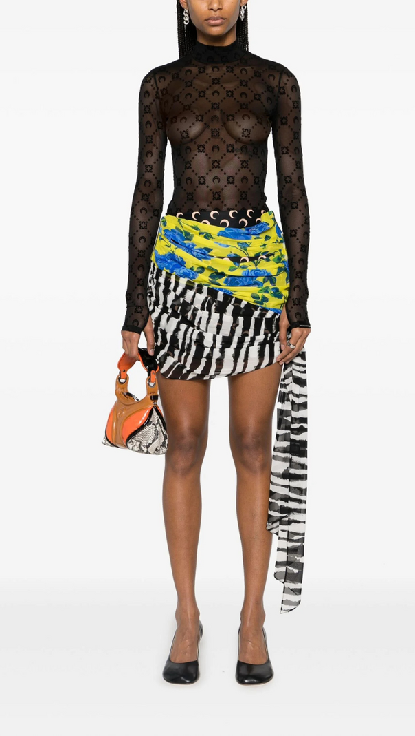 AIIZIE BLACK REGENERATED MOONOGRAM MESH TOP - product image