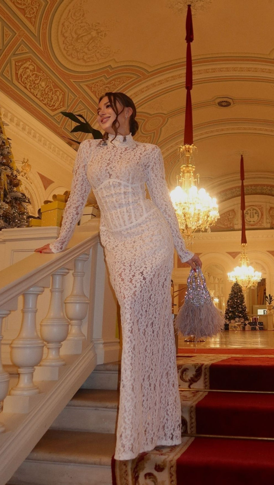 ISOLDE WHITE FLORAL LACE CORSET MAXI DRESS - ETHEREAL ELEGANCE FOR WEDDINGS & GALAS