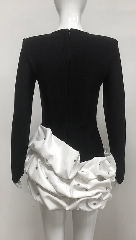 TRACY OCEAN WAVES LONG SLEEVE MINI BLAZER DRESS