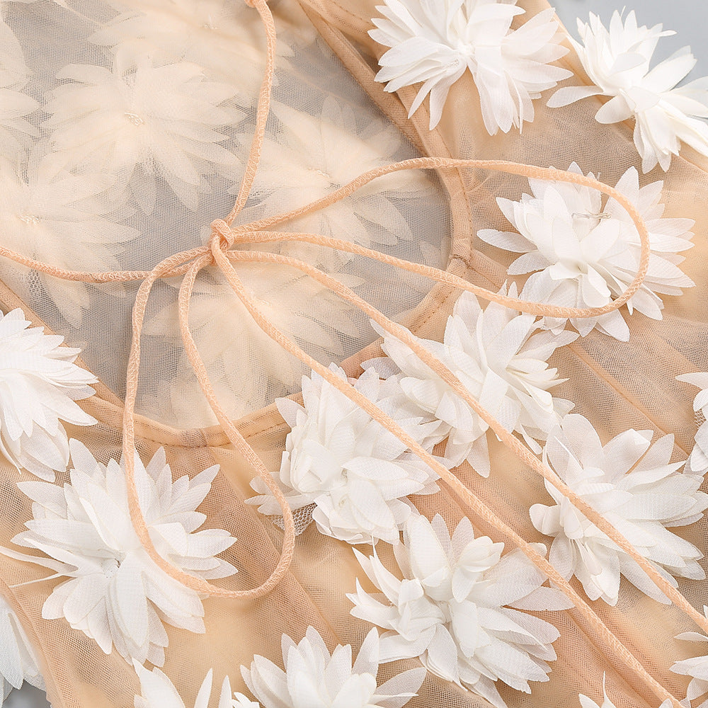 AIIZIE FLOWER EMBELLISHED MINI DRESS IN WHITE - product image