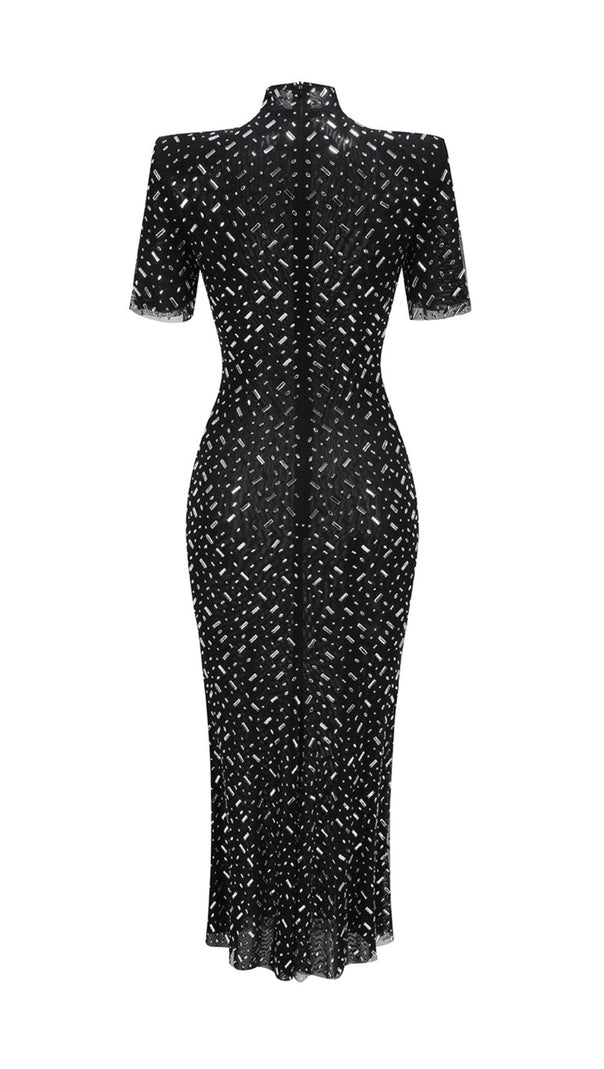 AIIZIE TIFFANY CRYSTAL EMBELLISHED MAXI DRESS IN BLACK - product image