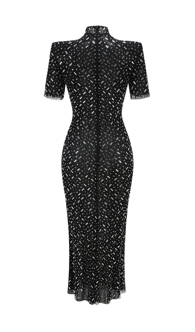 tiffany Crystal embellished Maxi Dress in black