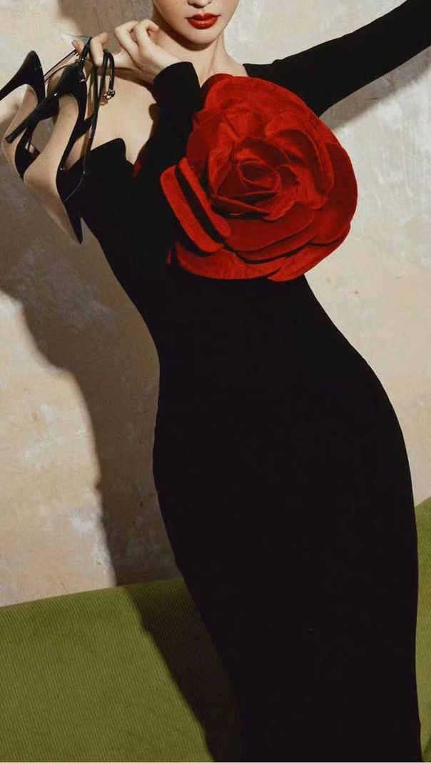 AIIZIE OFF SHOULDERS MAXI DRESS WITH ROSE - product image
