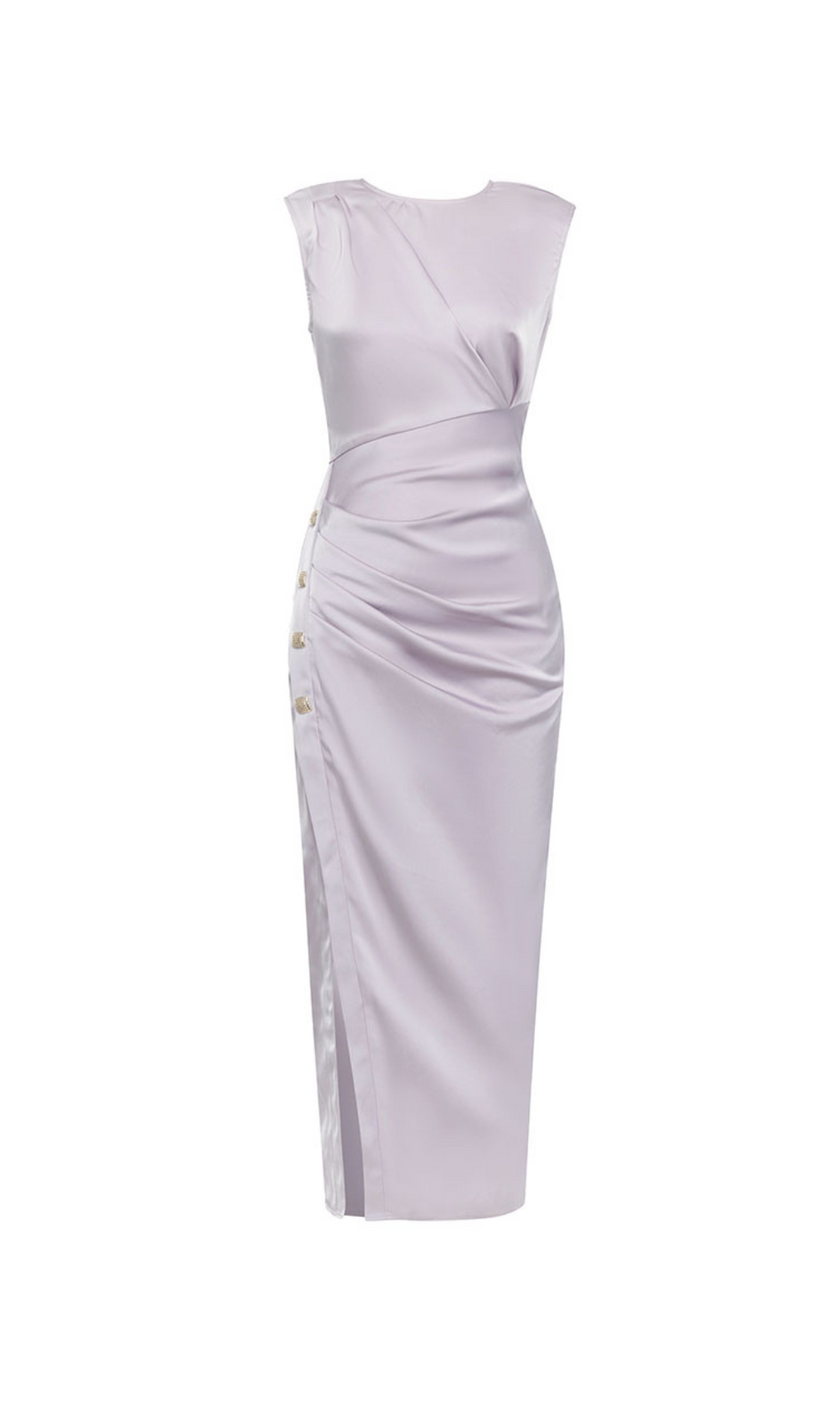 ABITO MIDI DRAPPEGGIATO IN SETA LAVANDA