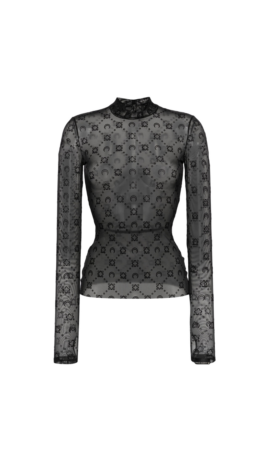 BLACK REGENERATED MOONOGRAM MESH TOP