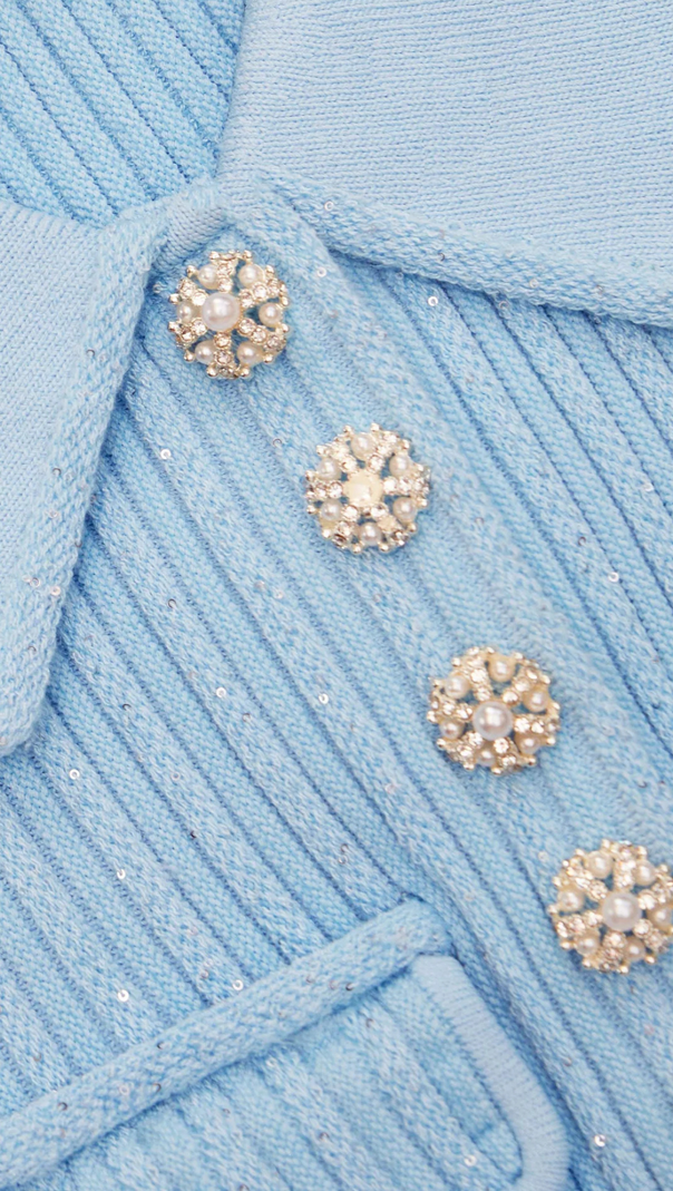 AIIZIE BLUE SEQUIN KNIT MINI DRESS - product image
