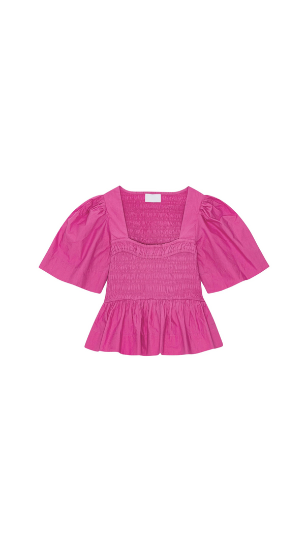 AIIZIE PINK SHIRRED PEPLUM BLOUSE - product image