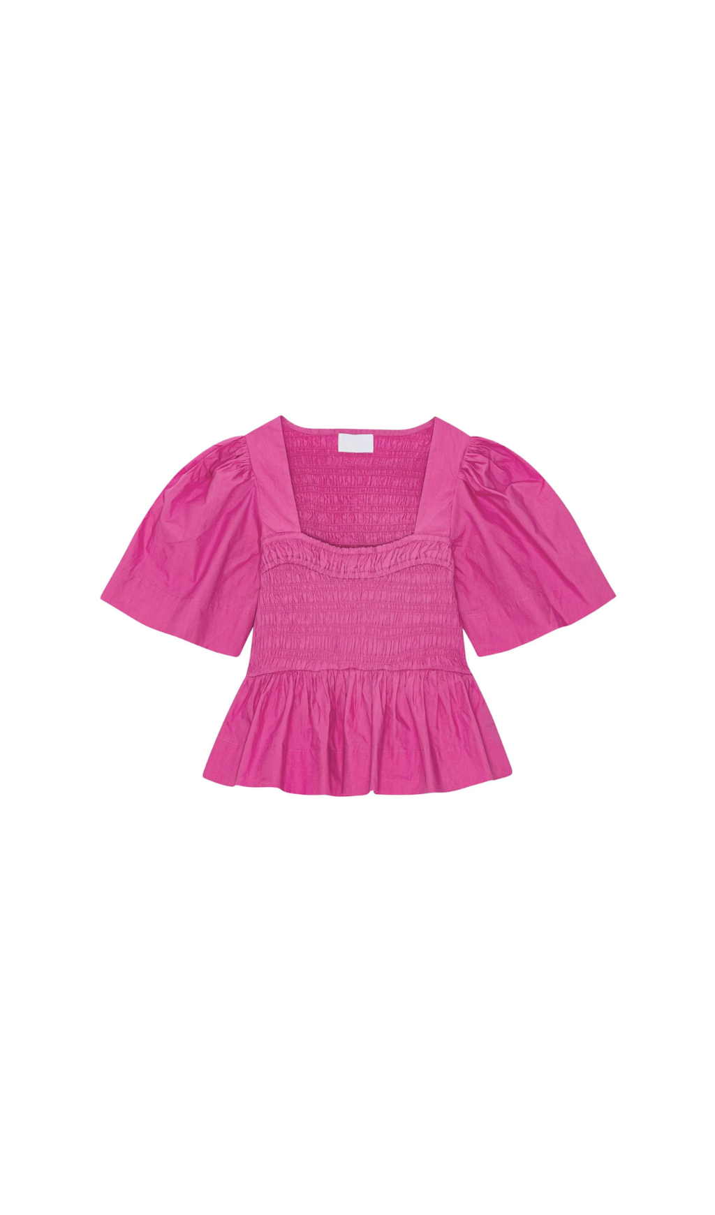 BLUSA ROSA CON PEPLUM ARRICCIATO 