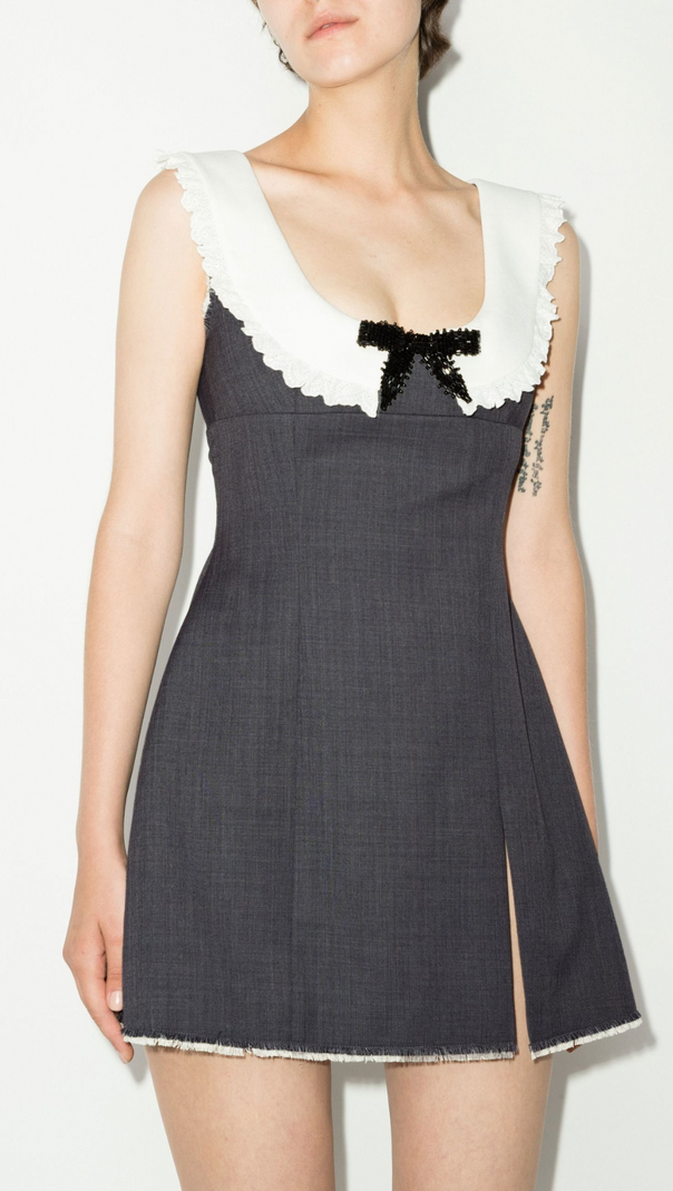 AIIZIE GREY FRILLED NECK DRESS - product image