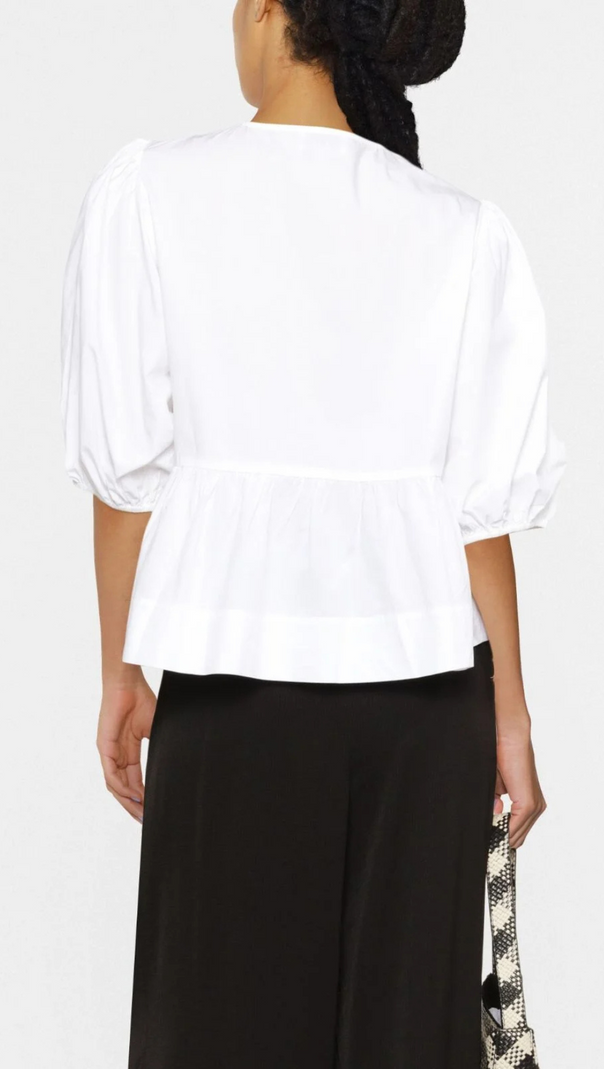 AIIZIE WHITE PUFF-SLEEVE ORGANIC-COTTON TOP - product image