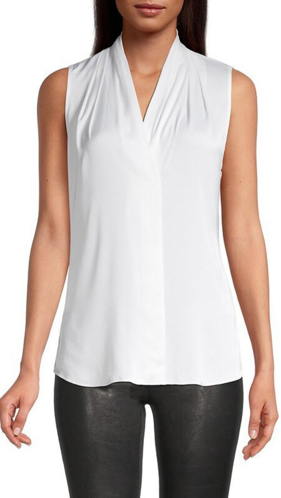 BLUSA MILA IN SETA PLISSETTATA SENZA MANICHE CON SCOLLO A V 