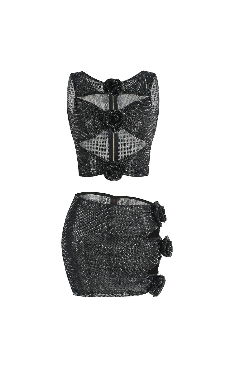 MINIKLEID AUS CRÊPE MIT BLUMENMUSTER UND CUT-OUT