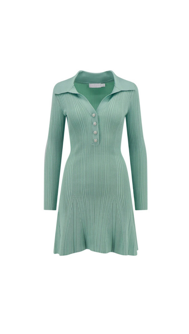 AIIZIE MINT STITCH KNIT SKATER MINI DRESS - product image