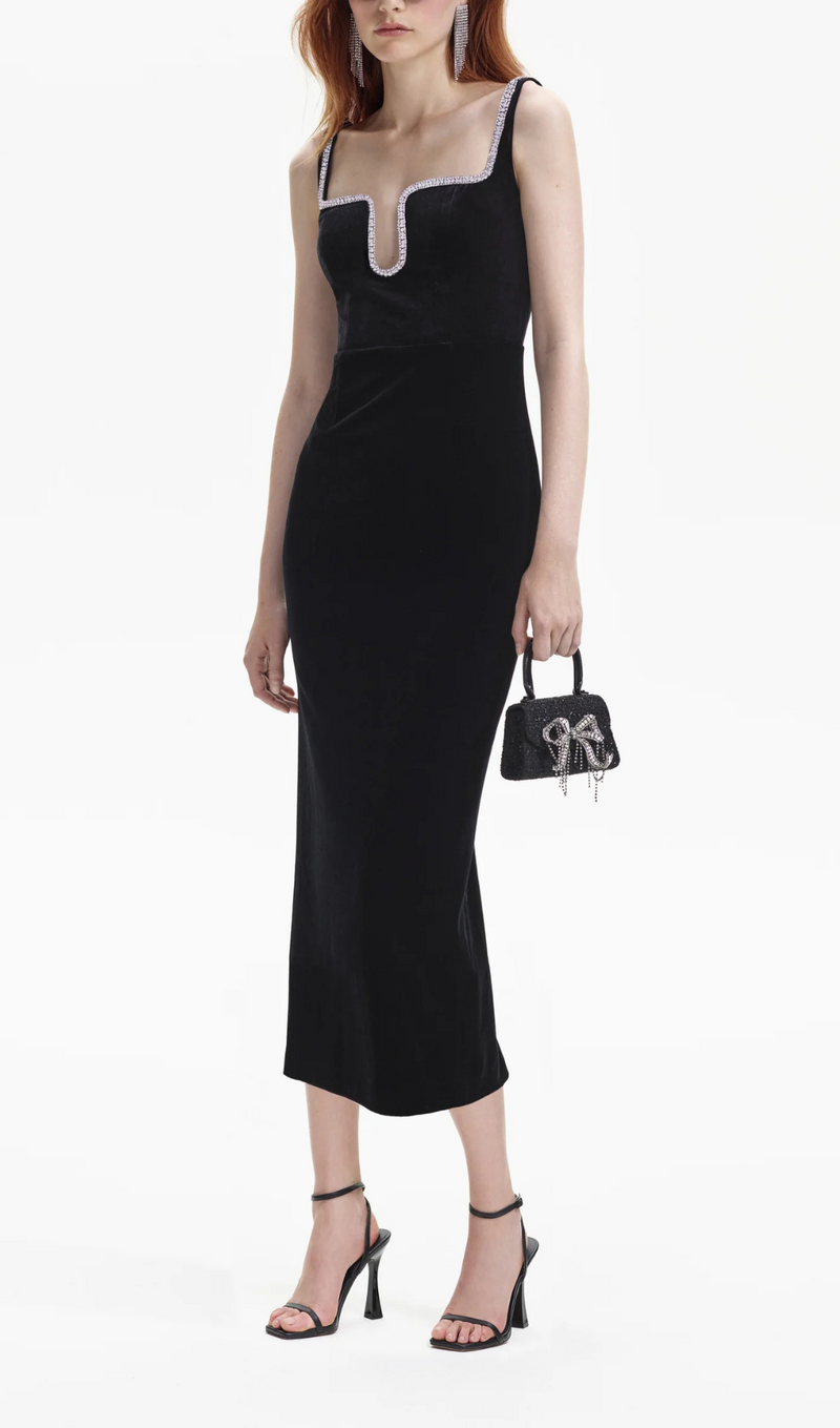 BLACK VELVET MIDI DRESS