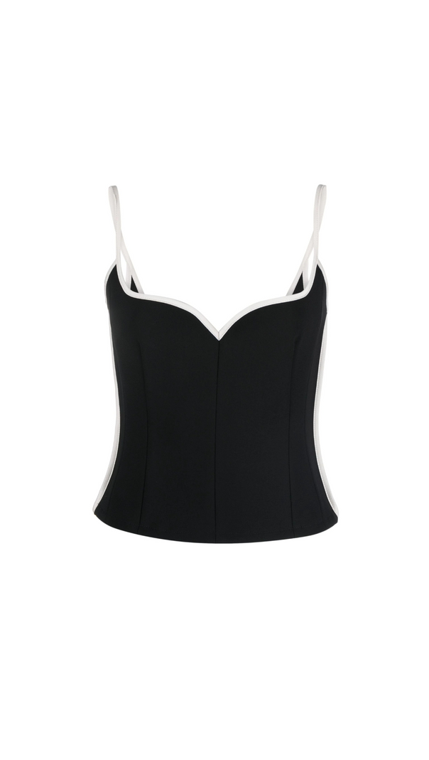 AIIZIE BLACK HEART SINGLET CONTRAST-TRIM TOP - product image
