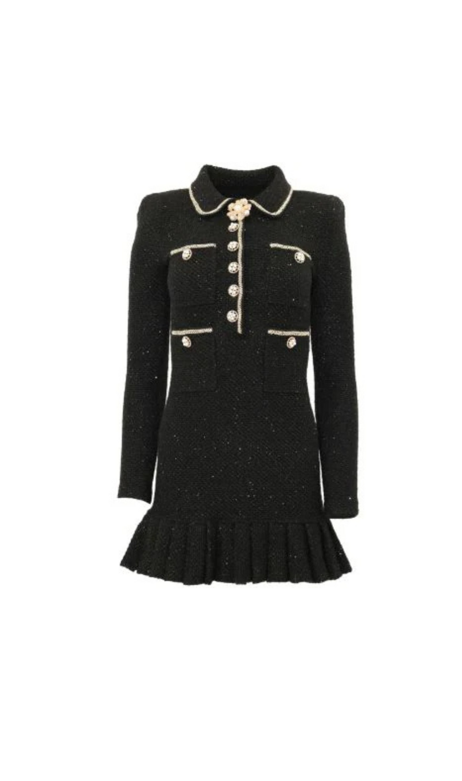 MINI ABITO IN MAGLIA CON PAILLETTES NERE 
