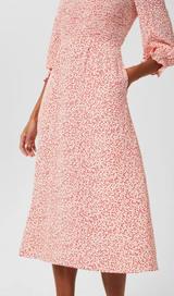 FLORAL LANTERN SLEEVE MIDI DRESS