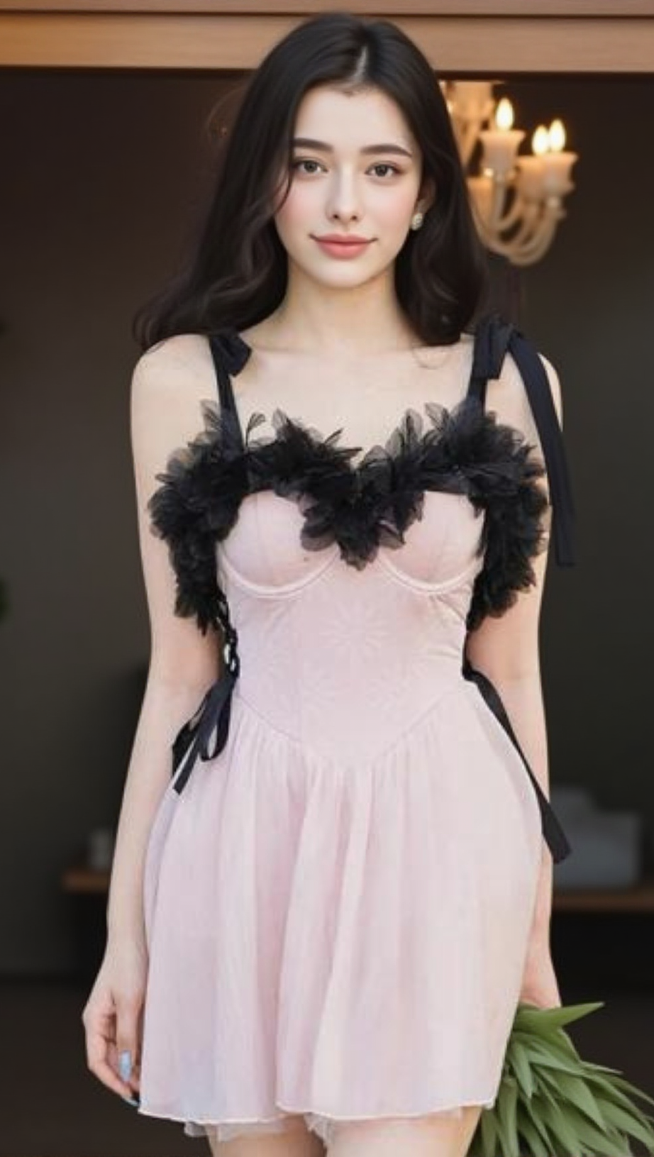 DOMAN PINK MESH EMBELLISHED ONE-PIECE SWIMSUIT