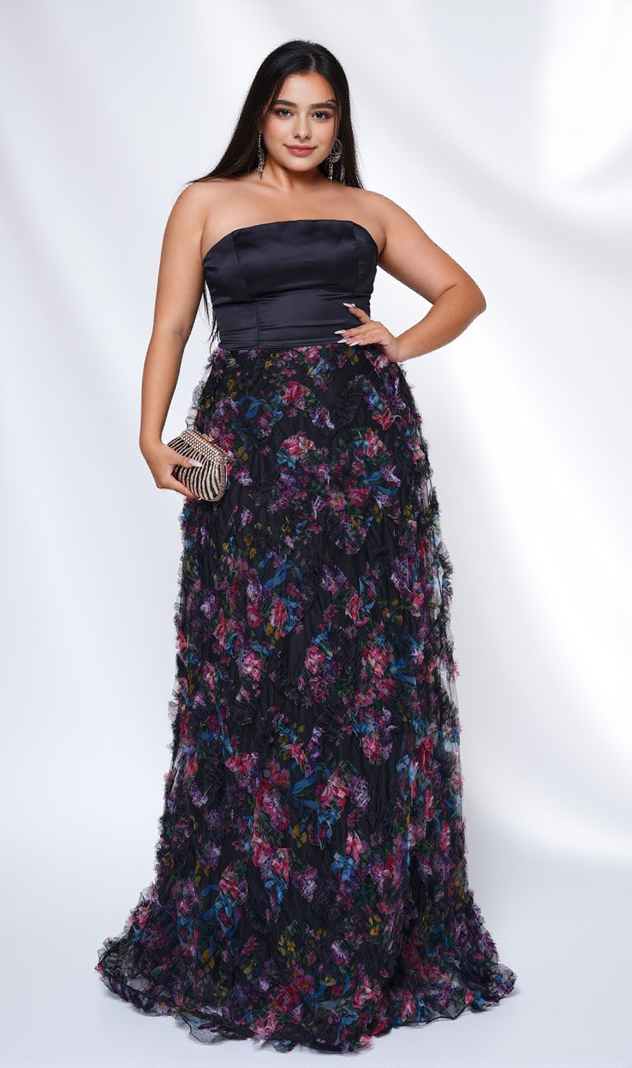 Flora Bandeau Mesh Maxi Dress