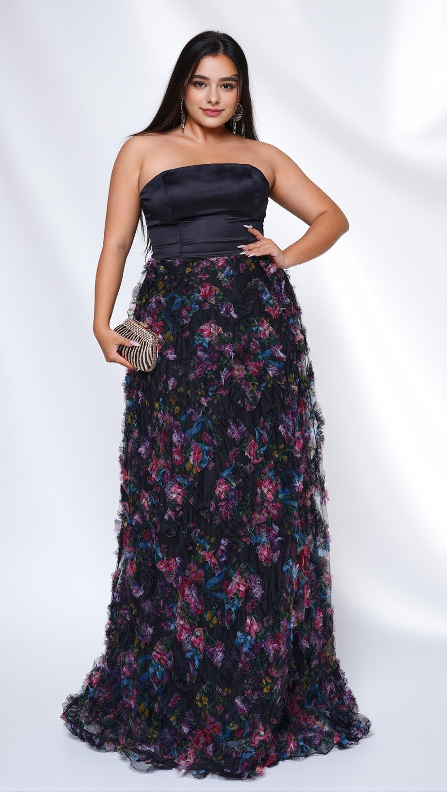 Flora Bandeau-Maxikleid aus Netzstoff