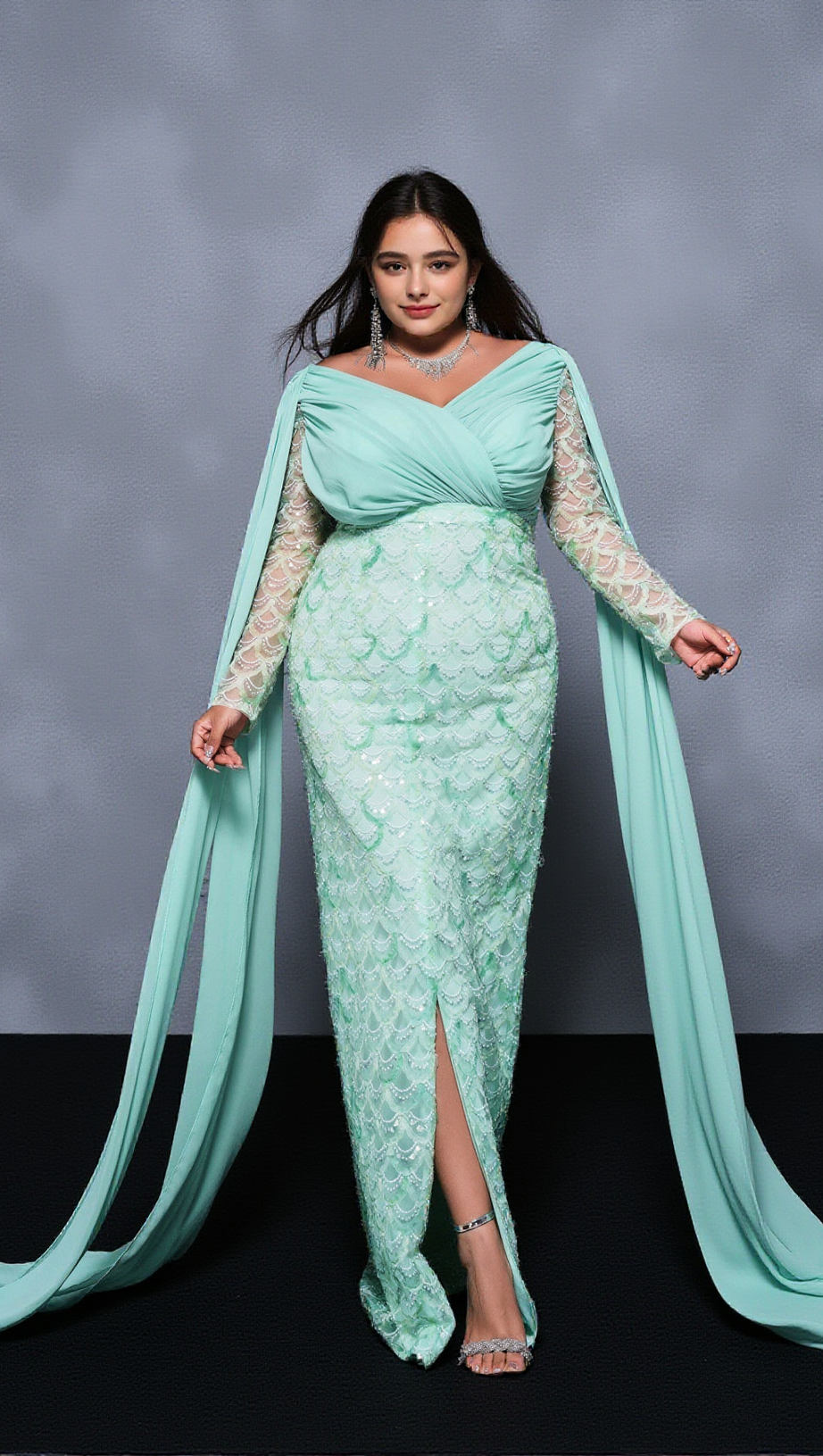 EMME MESH SEQUINED MAXI DRESS