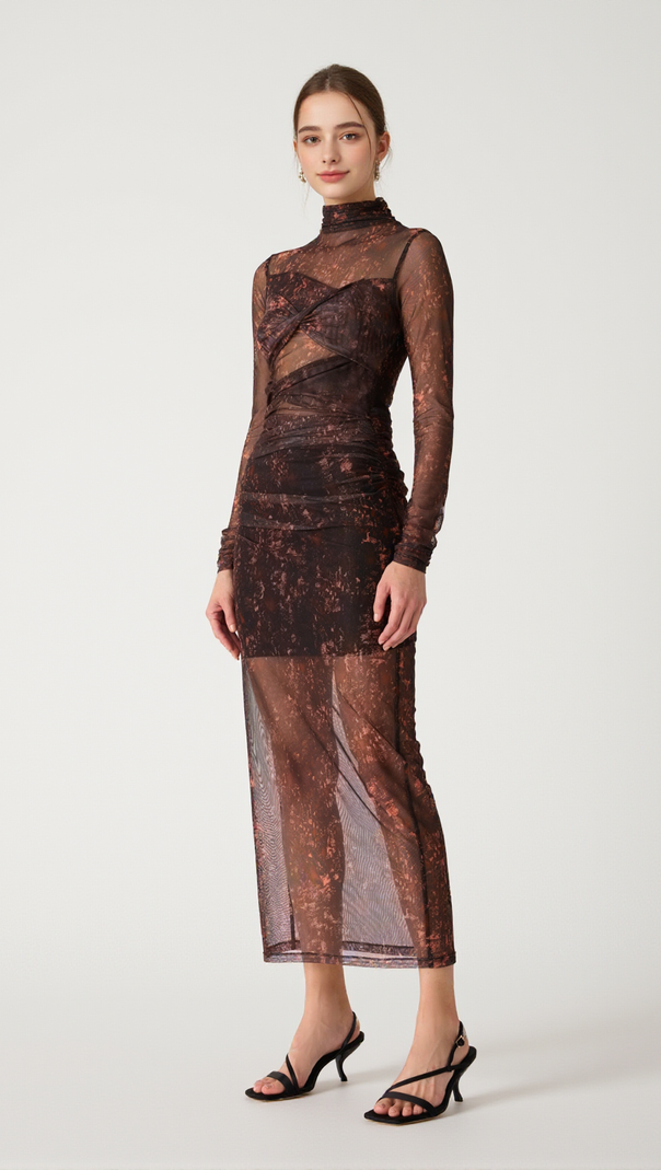 AIIZIE MADIGRAL MESH MIDI DRESS - product image