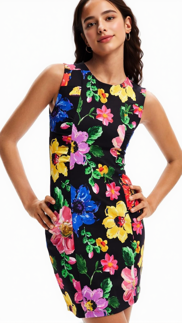 AIIZIE MULTICOLOR SLEEVELESS FLORAL MINI DRESS - product image