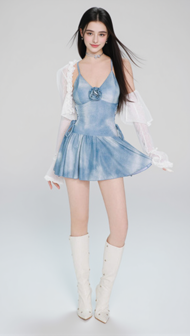 AIIZIE DODSON BLUE FLOWER ONE-PIECE SWIMSUIT - product image
