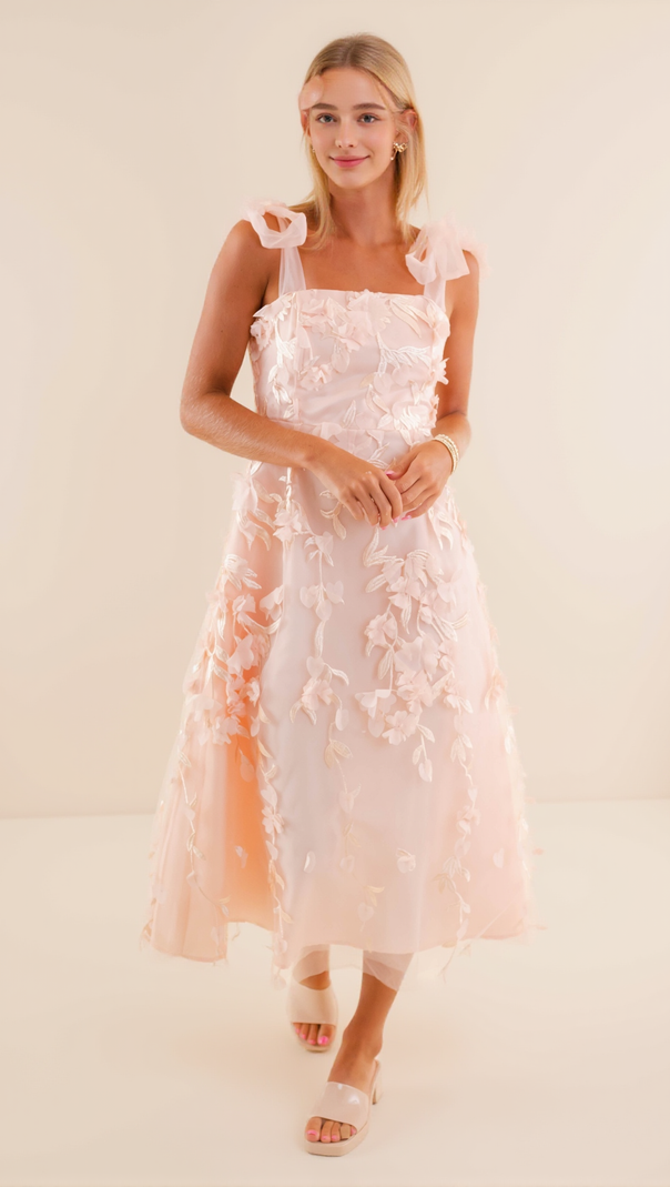 AIIZIE ABSOLUTE ELEGANCE 3D FLOWER MIDI DRESS - product image