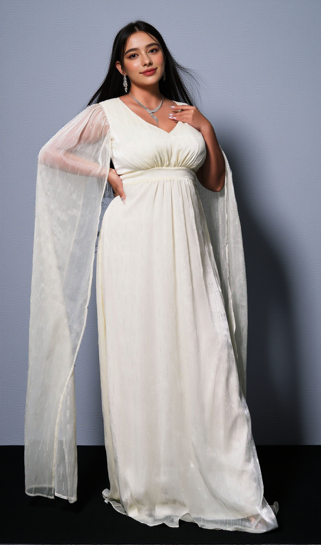 AIIZIE GIANNA MESH V-NECK MAXI DRESS - product image