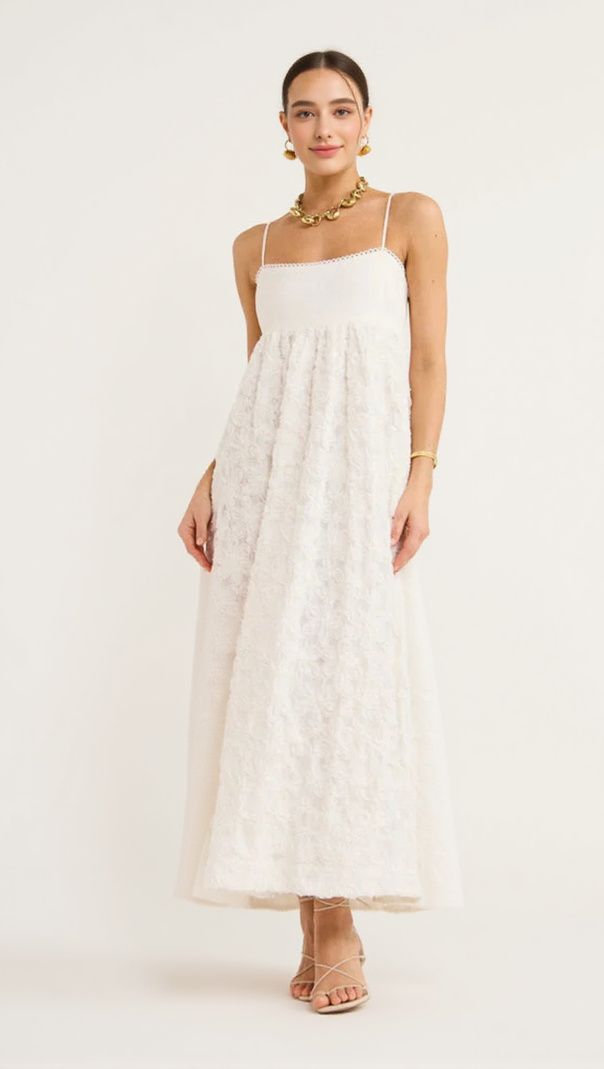 AIIZIE IGGY EMBROIDERED MIDI DRESS IN CREAM - product image